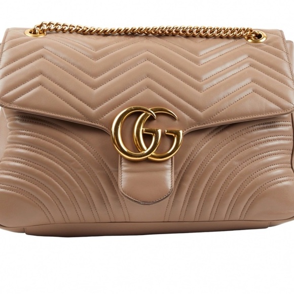 Gucci Handbags - GG Marmont tan large shoulder bag